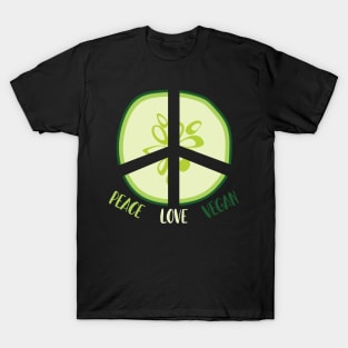 Peace Love Vegan cute Cucumber T-Shirt